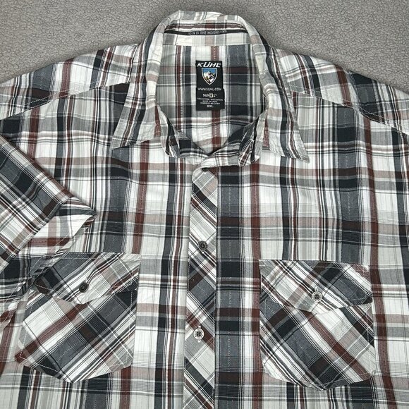 Kuhl Shirt Mens XXL 2XL Suncel Metal Buttons Plaid Outdoors Hiking Camp Pockets - Picture 1 of 12